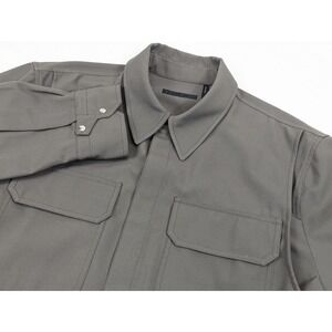 Helmut Lang Mens Utility Shirt Charcoal Grey Hidden Button Twill Long Sleeve L